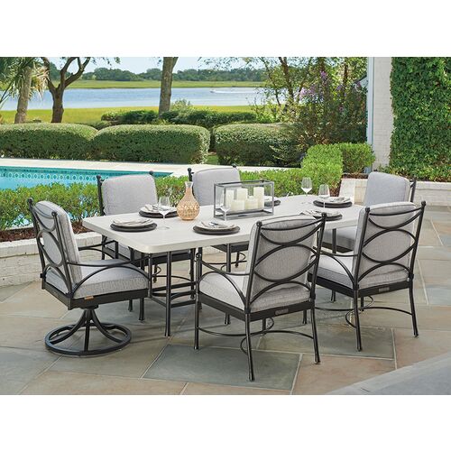 Pavlova Rectangular 84" Outdoor Dining Table, White/Black 2 Pavlova Rectangular 84" Outdoor Dining Table, White/Black