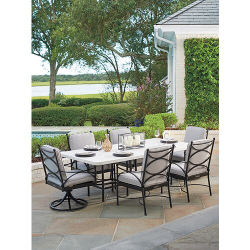Pavlova Rectangular 84" Outdoor Dining Table, White/Black 4 Pavlova Rectangular 84" Outdoor Dining Table, White/Black