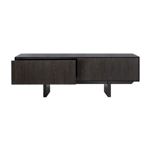 Mosaic 1-Drawer TV Cupboard, Teak Off Black 4 Mosaic 1-Drawer TV Cupboard, Teak Off Black
