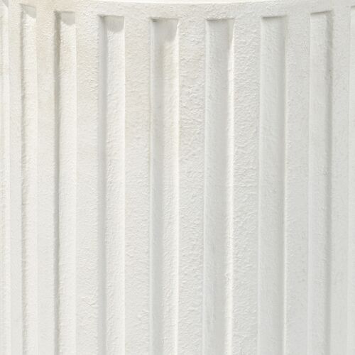 Fluted Column Cement Side Table, White 2 Fluted Column Cement Side Table, White