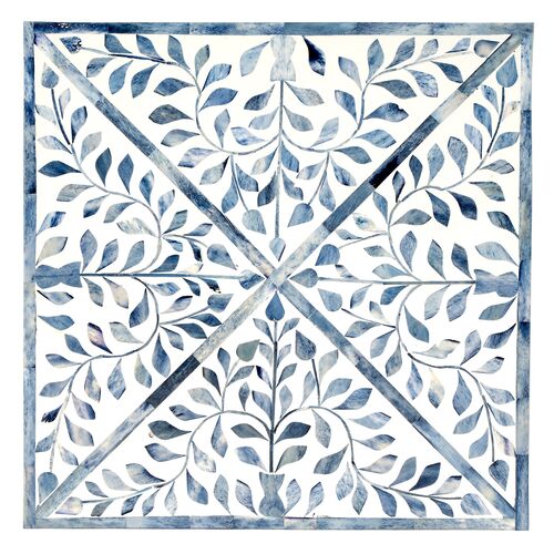 Scarla Bontanical Bone Inlay Side Table, Blue/White 6 Scarla Bontanical Bone Inlay Side Table, Blue/White