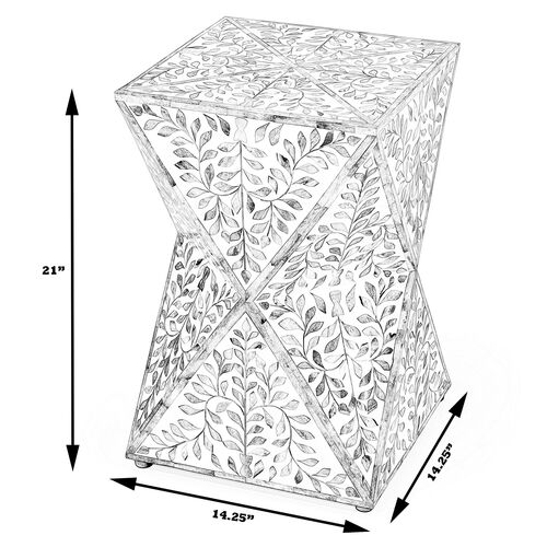 Scarla Bontanical Bone Inlay Side Table, Blue/White 7 Scarla Bontanical Bone Inlay Side Table, Blue/White