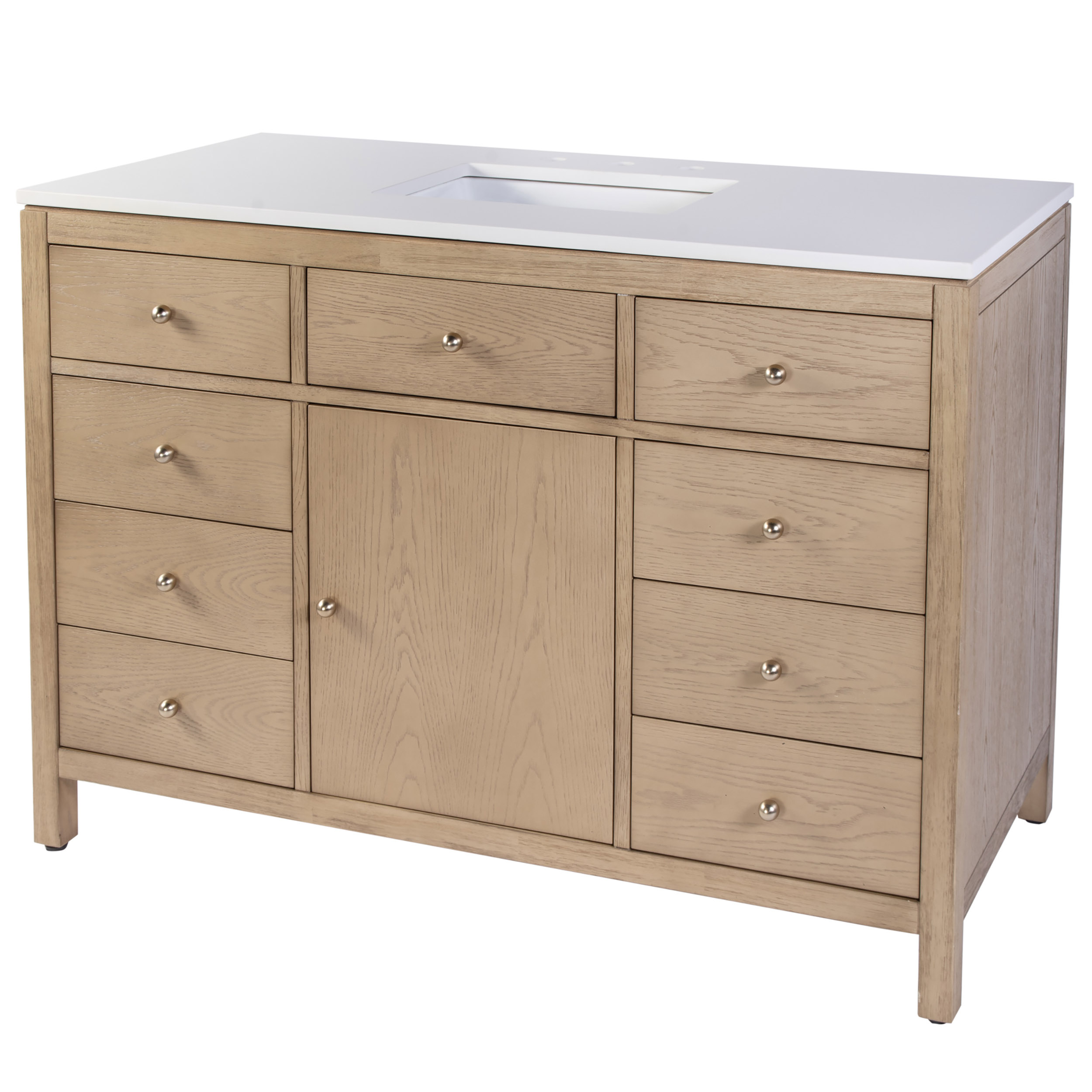 Charlie 48" Quartz Top Single Sink 8-Drawer Bathroom Vanity Set
