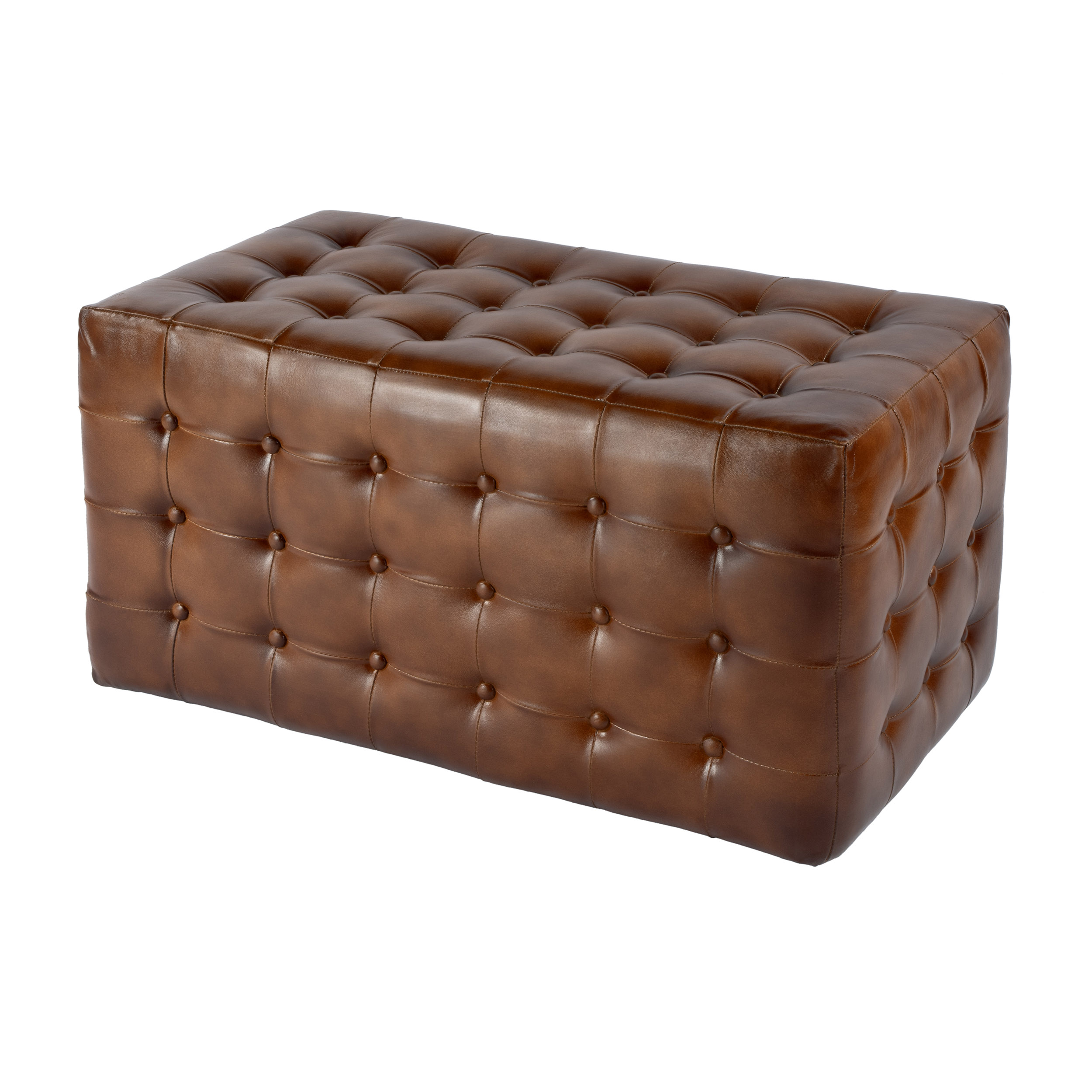 Orion Tufted Leather Bench, Brown 1 Orion Tufted Leather Bench, Brown