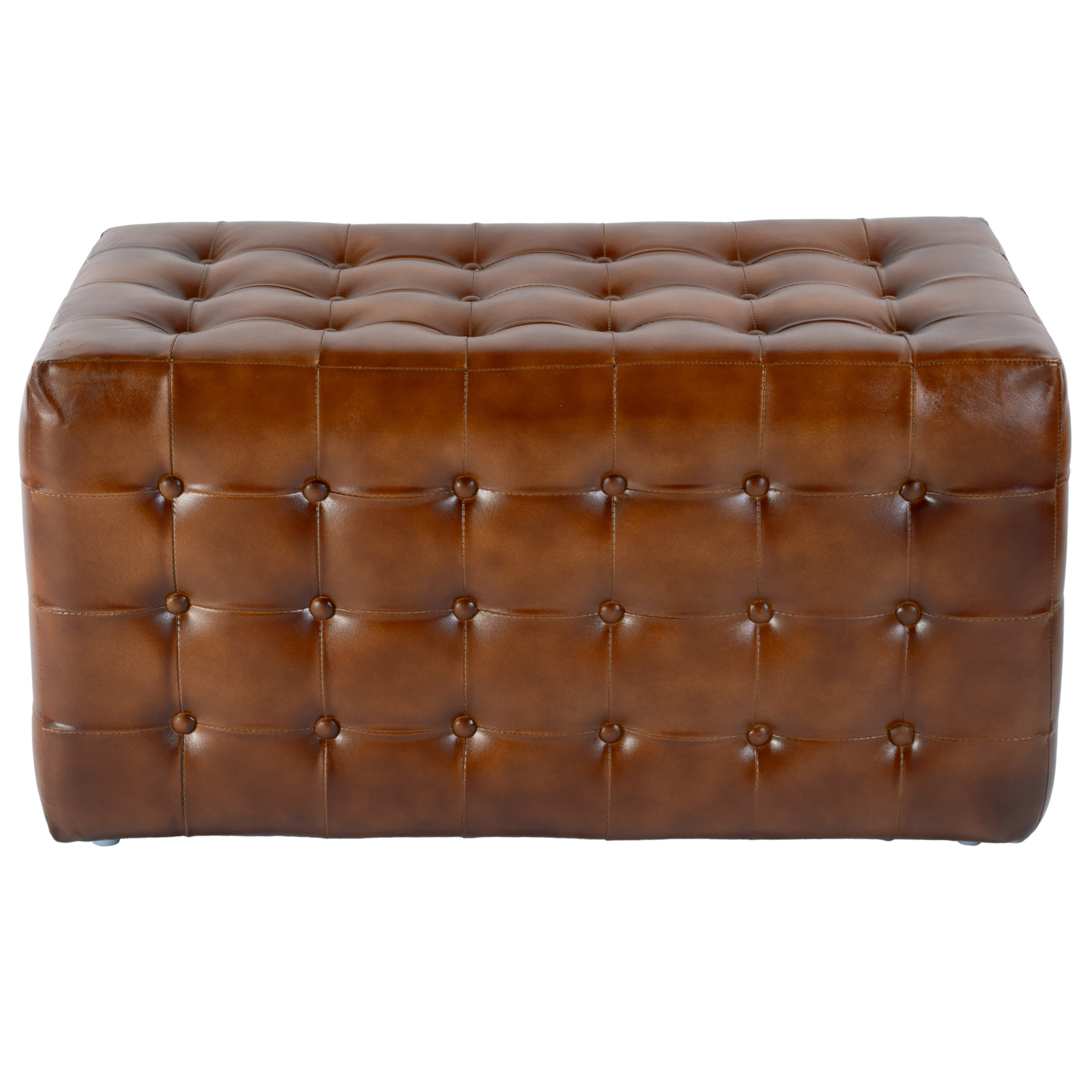 Orion Tufted Leather Bench, Brown 2 Orion Tufted Leather Bench, Brown