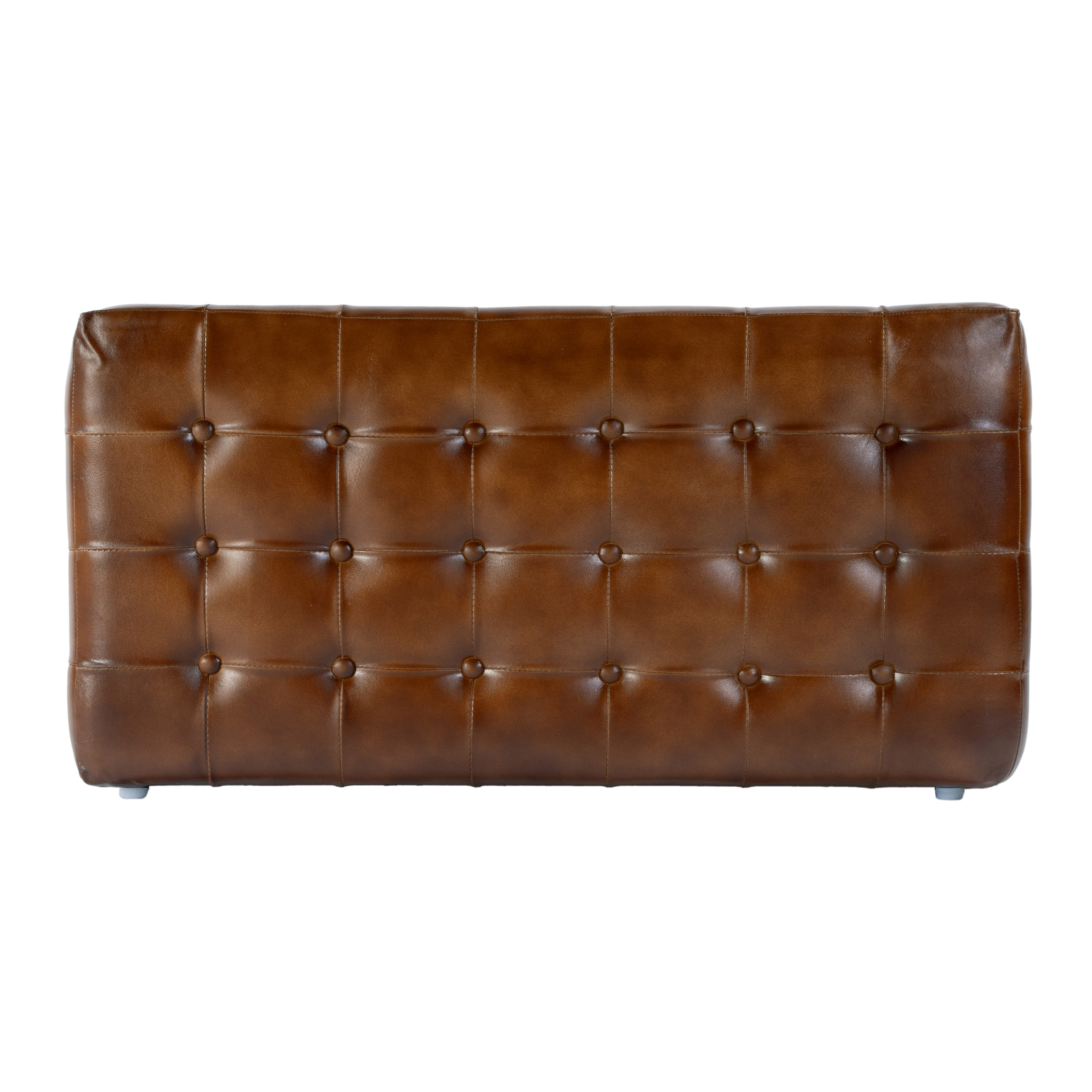 Orion Tufted Leather Bench, Brown 3 Orion Tufted Leather Bench, Brown