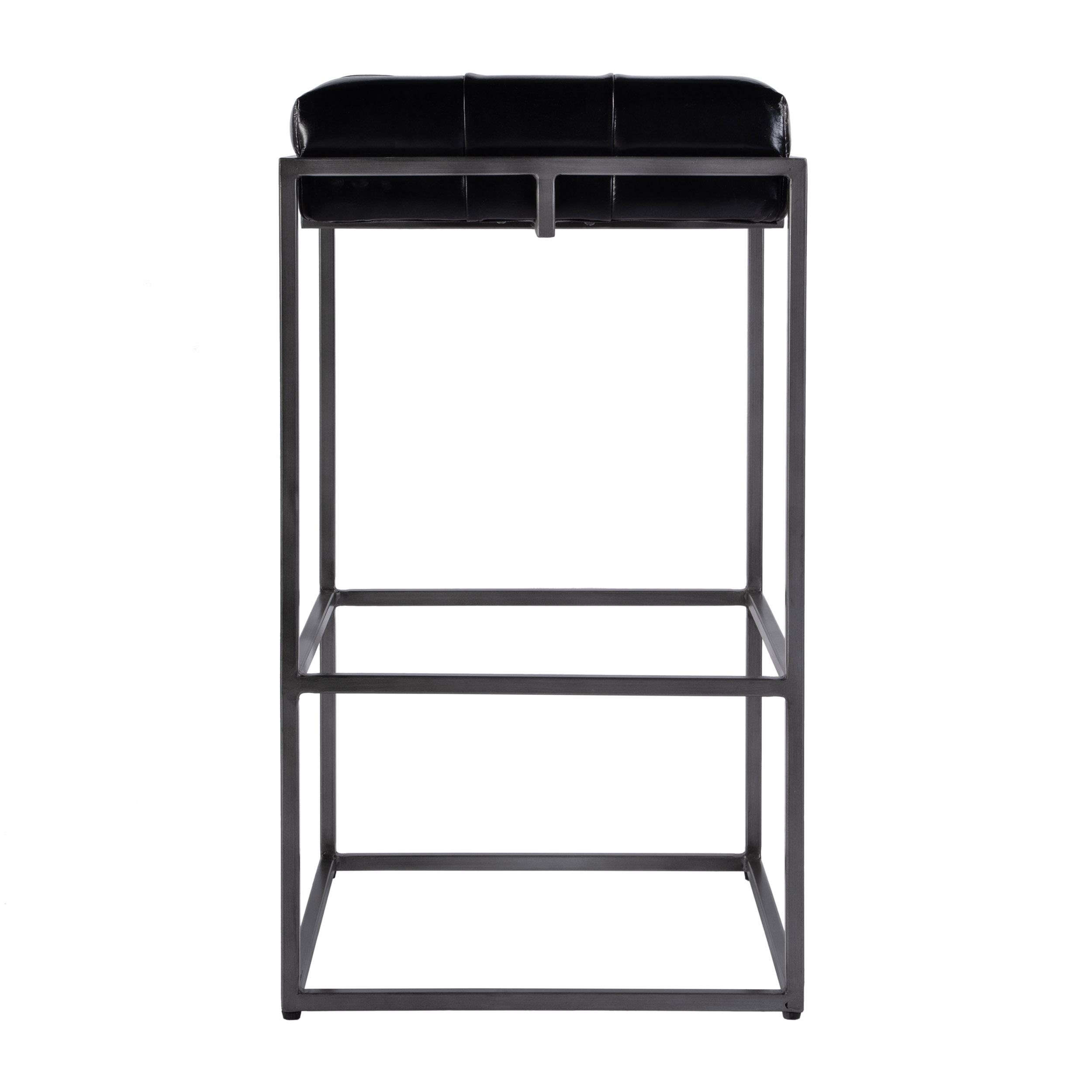 Elowen Tufted Leather Bar Stool, Black 2 Elowen Tufted Leather Bar Stool, Black