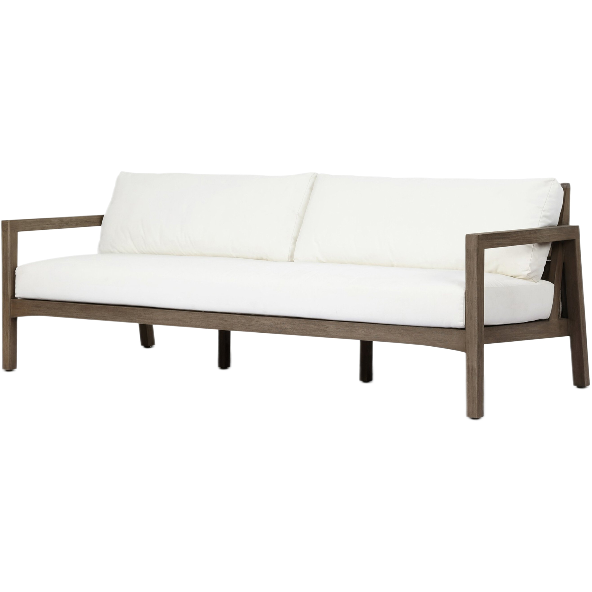 Lyraen Outdoor Woven-Back Teak Sofa, Arashi Salt 1 Lyraen Outdoor Woven-Back Teak Sofa, Arashi Salt