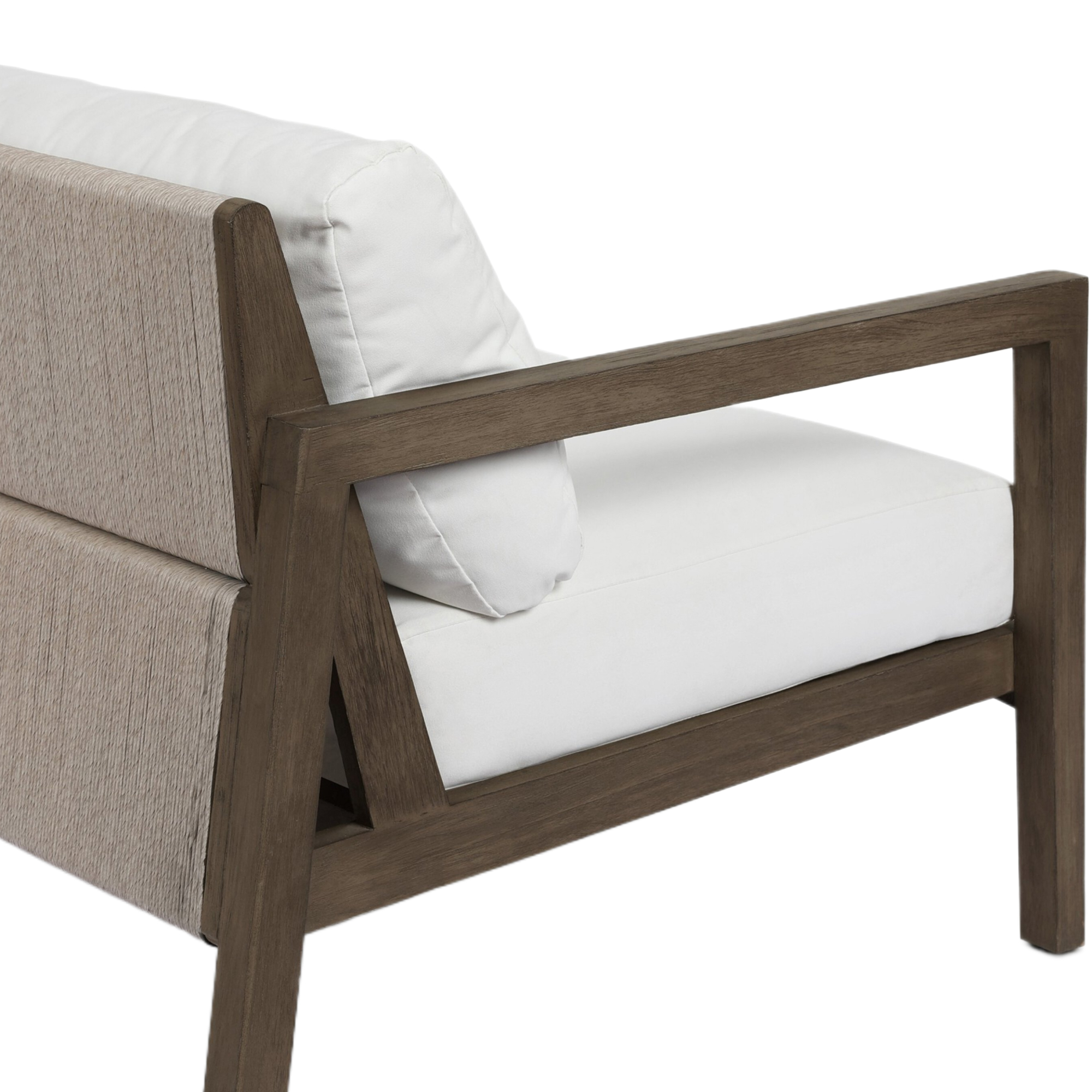 Lyraen Outdoor Woven-Back Teak Sofa, Arashi Salt 3 Lyraen Outdoor Woven-Back Teak Sofa, Arashi Salt