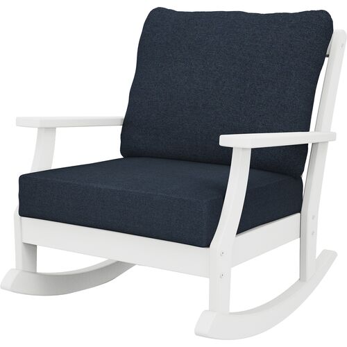 Newport Outdoor Rocking Chair, White/Navy 1 Newport Outdoor Rocking Chair, White/Navy
