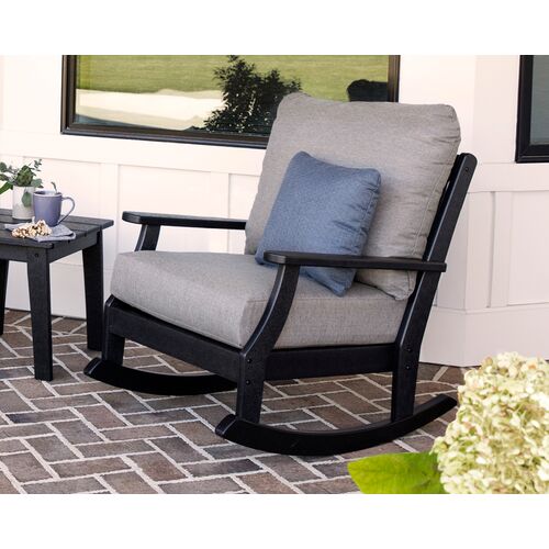 Newport Outdoor Rocking Chair, White/Navy 2 Newport Outdoor Rocking Chair, White/Navy