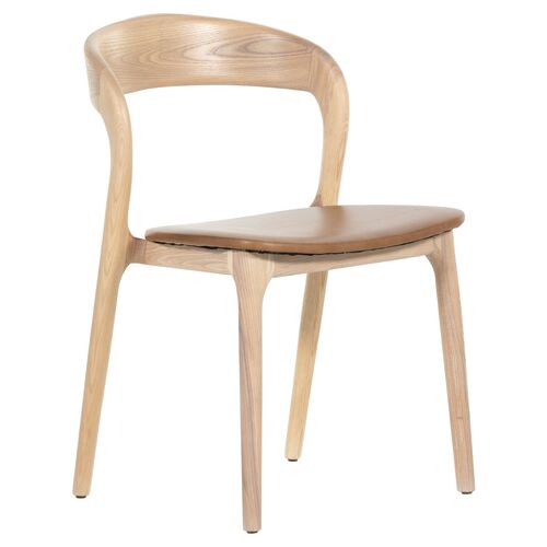Xavier Leather Dining Chair, Natural/Butterscotch