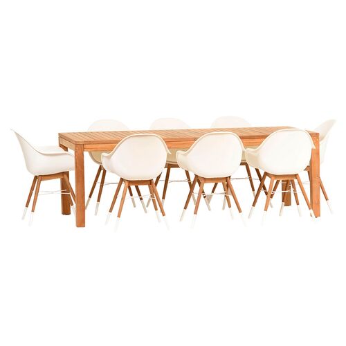 Charlotte 9-Pc Amazonia Dining Set, White/Natural 1 Charlotte 9-Pc Amazonia Dining Set, White/Natural
