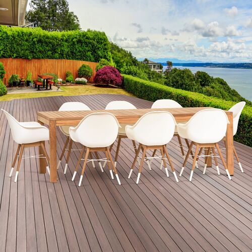 Charlotte 9-Pc Amazonia Dining Set, White/Natural 2 Charlotte 9-Pc Amazonia Dining Set, White/Natural