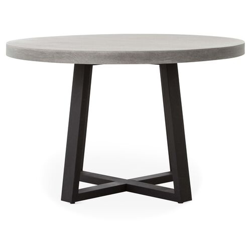 Caleb 48" Round Outdoor Stone Dining Table, Gray