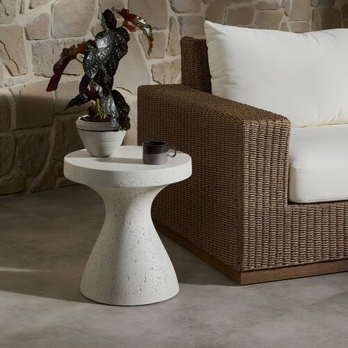 Otis Outdoor End Table, White Concrete 9 Otis Outdoor End Table, White Concrete