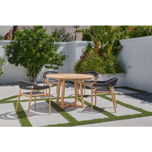 Nina 47" Teak Outdoor Dining Table, Natural 3 Nina 47" Teak Outdoor Dining Table, Natural