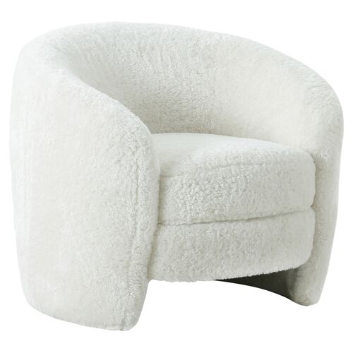 Sabrina Shearling Armchair, White 1 Sabrina Shearling Armchair, White