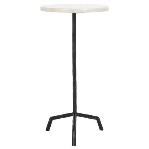 Yancey Marble Top Drink Table, Black/White 1 Yancey Marble Top Drink Table, Black/White