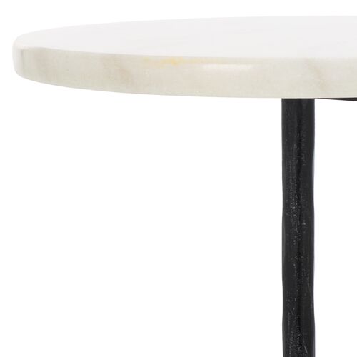 Yancey Marble Top Drink Table, Black/White 3 Yancey Marble Top Drink Table, Black/White