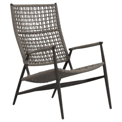 Arelith Outdoor Aluminum/Rope Highback Accent Chair, Graphite