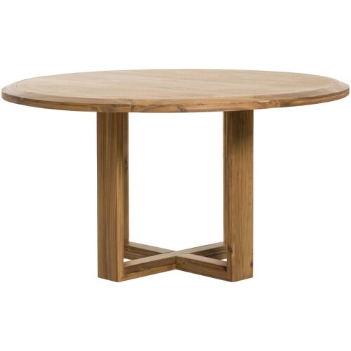 Xylara 55" Round Acacia Dining Table, Natural