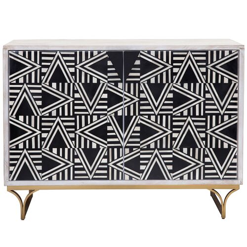 Lee Bone Inlay Bar Cabinet, Black/White/White Wash 3 Lee Bone Inlay Bar Cabinet, Black/White/White Wash