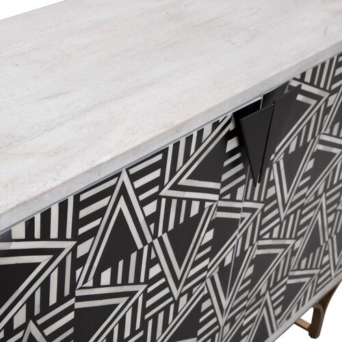 Lee Bone Inlay Bar Cabinet, Black/White/White Wash 5 Lee Bone Inlay Bar Cabinet, Black/White/White Wash