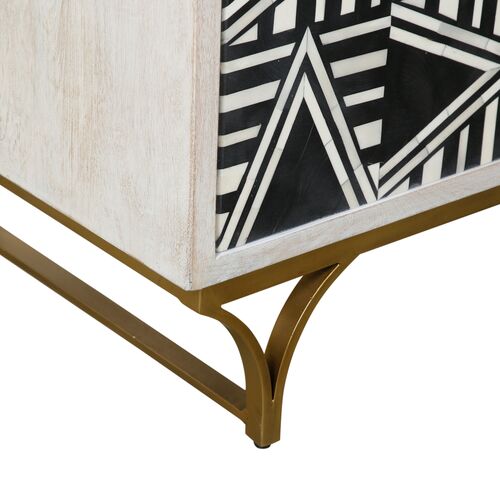 Lee Bone Inlay Bar Cabinet, Black/White/White Wash 6 Lee Bone Inlay Bar Cabinet, Black/White/White Wash