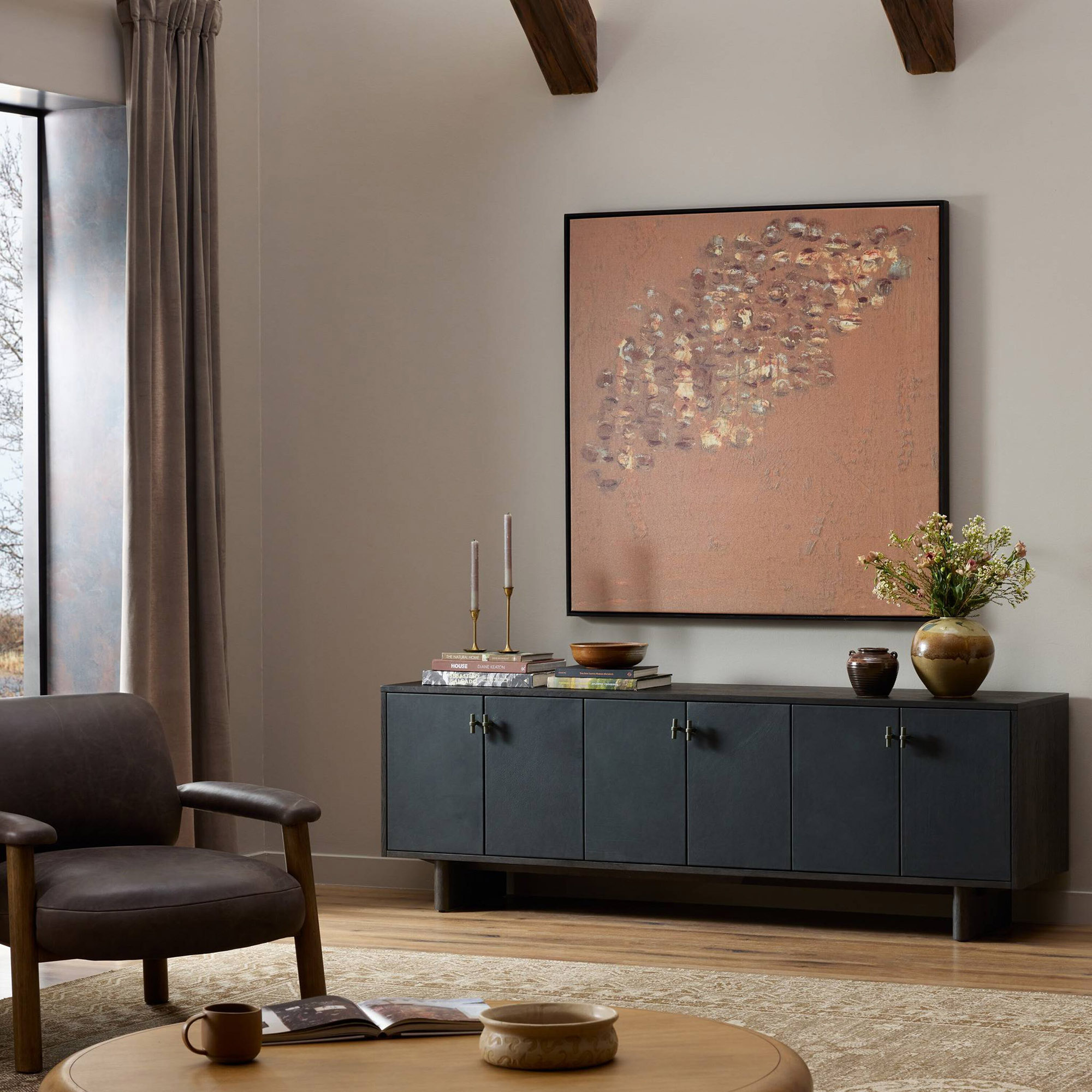 Scarlett 6-Door Media Console, Worn Black Oak 2 Scarlett 6-Door Media Console, Worn Black Oak
