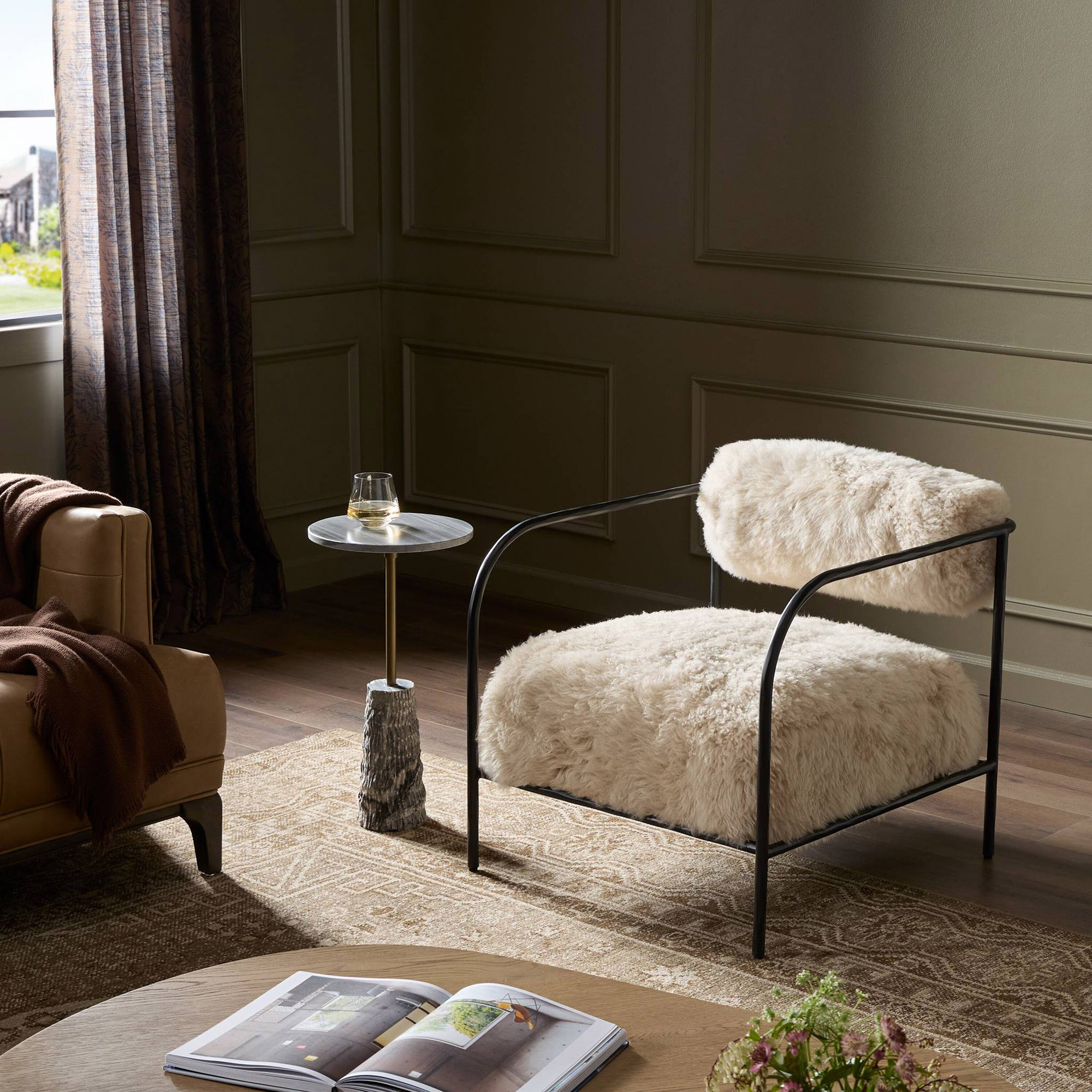 Vessira Chair, Champagne Mongolian Fur 2 Vessira Chair, Champagne Mongolian Fur