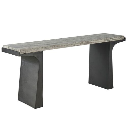 Posey Console Table, White Travertine 1 Posey Console Table, White Travertine