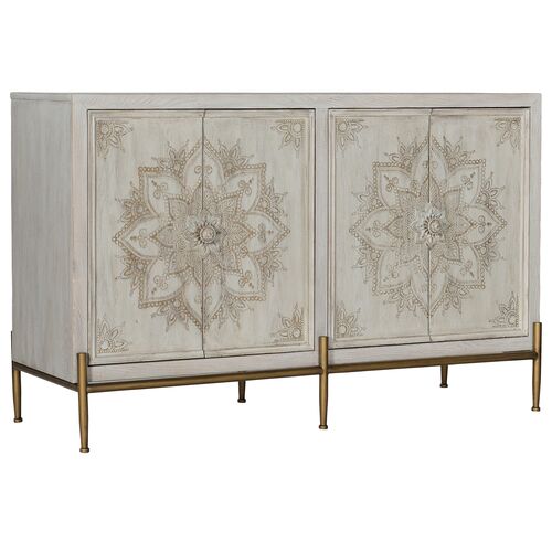 Melange Delilah 4-Door Handpainted Accent Chest, Cream 1 Melange Delilah 4-Door Handpainted Accent Chest, Cream