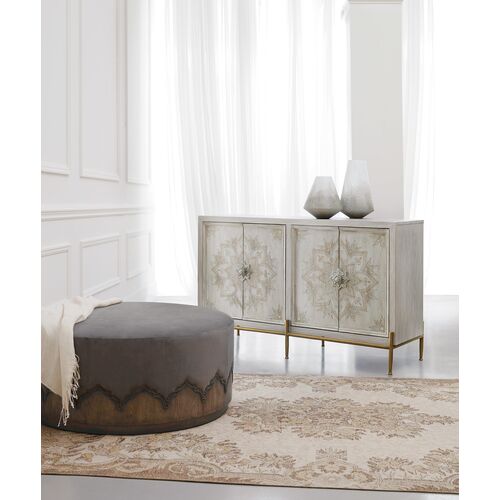 Melange Delilah 4-Door Handpainted Accent Chest, Cream 2 Melange Delilah 4-Door Handpainted Accent Chest, Cream