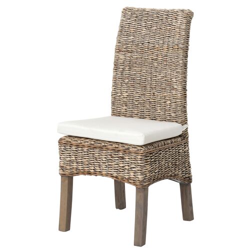 Mae Banana-Leaf Dining Chair, Gray/Cream 1 Mae Banana-Leaf Dining Chair, Gray/Cream