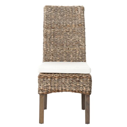 Mae Banana-Leaf Dining Chair, Gray/Cream 2 Mae Banana-Leaf Dining Chair, Gray/Cream