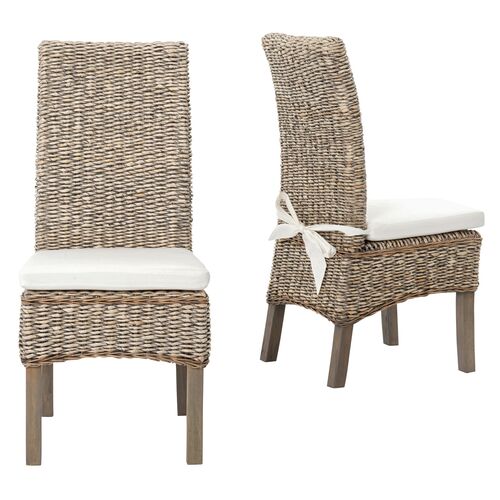 Mae Banana-Leaf Dining Chair, Gray/Cream 4 Mae Banana-Leaf Dining Chair, Gray/Cream
