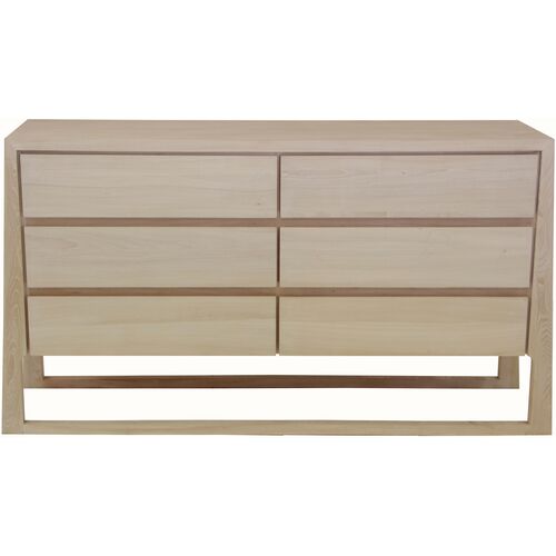Renee 6-Drawer Dresser, Whitewash Pine