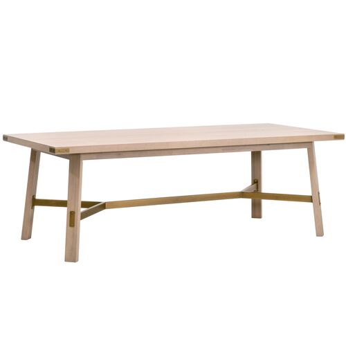 Lilou 90" Rectangular Dining Table, Light Honey Oak/Brushed Gold 1 Lilou 90" Rectangular Dining Table, Light Honey Oak/Brushed Gold