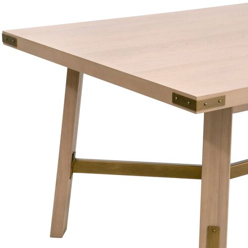 Lilou 90" Rectangular Dining Table, Light Honey Oak/Brushed Gold 6 Lilou 90" Rectangular Dining Table, Light Honey Oak/Brushed Gold
