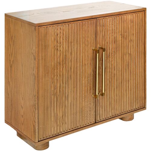 Lilura Fluted 2-Door Wooden Cabinet, Brown 1 Lilura Fluted 2-Door Wooden Cabinet, Brown