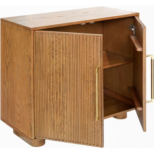 Lilura Fluted 2-Door Wooden Cabinet, Brown 5 Lilura Fluted 2-Door Wooden Cabinet, Brown