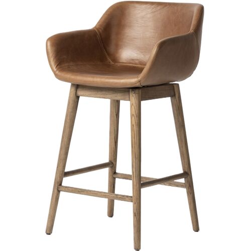 Nolan Leather Swivel Counter Stool, Sonoma Chestnut 1 Nolan Leather Swivel Counter Stool, Sonoma Chestnut