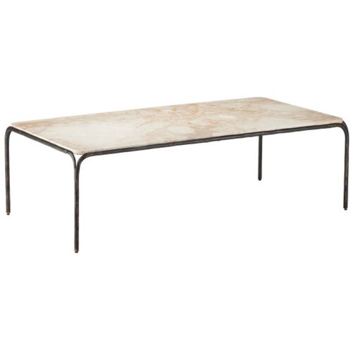 Crema Marble Cocktail Table, Natural/Bronze 1 Crema Marble Cocktail Table, Natural/Bronze