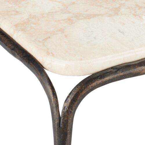 Crema Marble Cocktail Table, Natural/Bronze 2 Crema Marble Cocktail Table, Natural/Bronze
