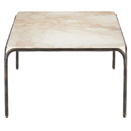 Crema Marble Cocktail Table, Natural/Bronze 5 Crema Marble Cocktail Table, Natural/Bronze