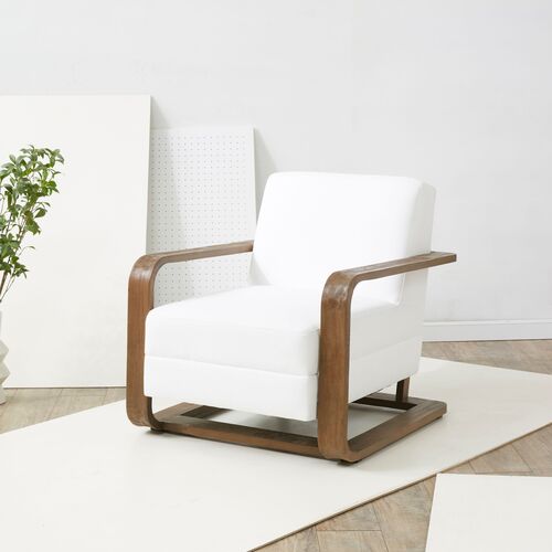 Daria Wood Frame Accent Chair, White/Brown 2 Daria Wood Frame Accent Chair, White/Brown