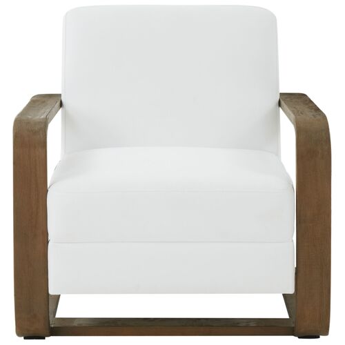 Daria Wood Frame Accent Chair, White/Brown 3 Daria Wood Frame Accent Chair, White/Brown