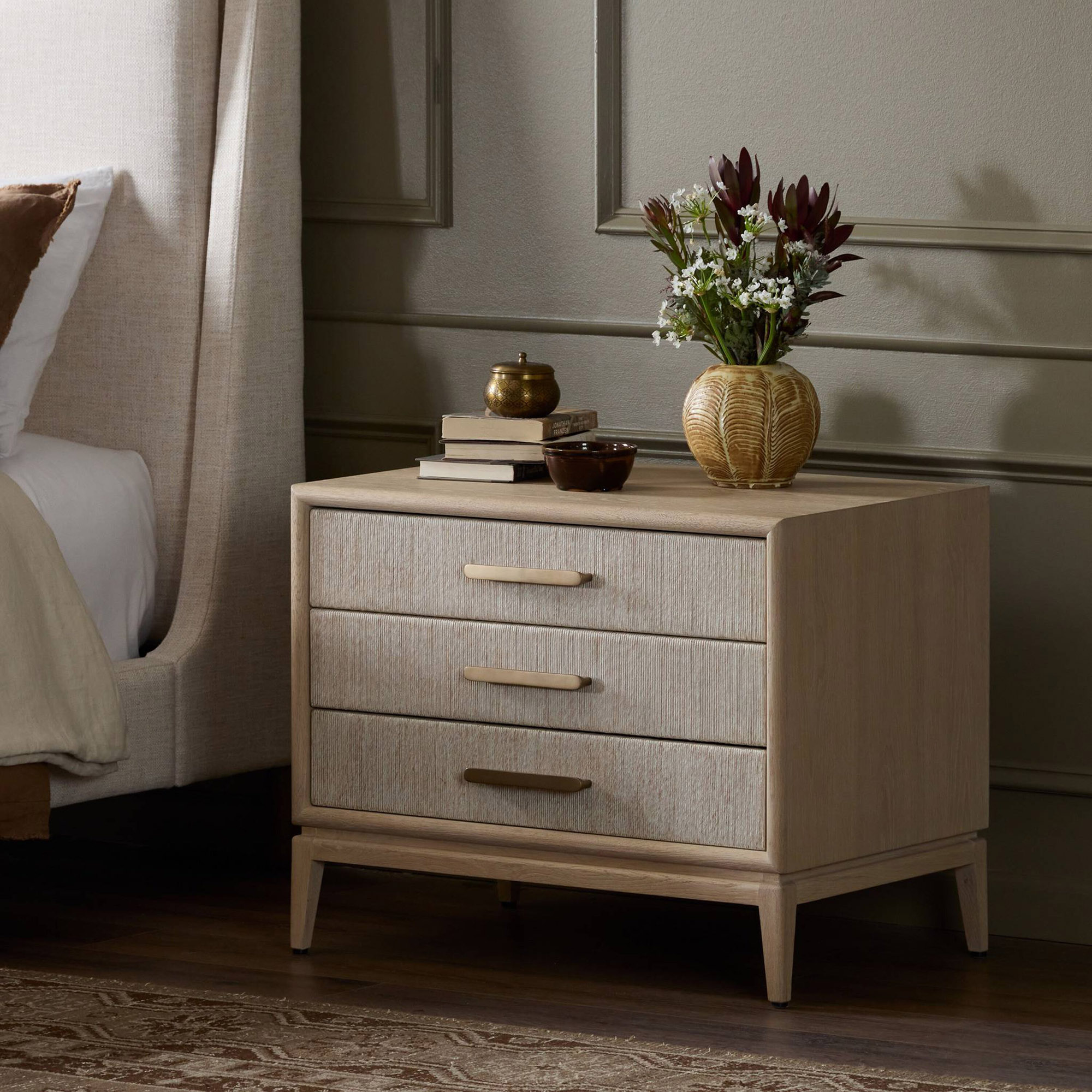 Tiv 3-Drawer Woven Paper Cord Nightstand 2 Tiv 3-Drawer Woven Paper Cord Nightstand