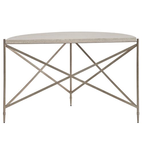 Veridian Demilune Marble Top Console Table, White/Gray 4 Veridian Demilune Marble Top Console Table, White/Gray